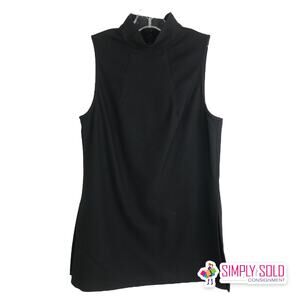 Trina Turk Women Skater Dress Black Stretch‎ Mock Neck Sleeveless 2 NWT $198